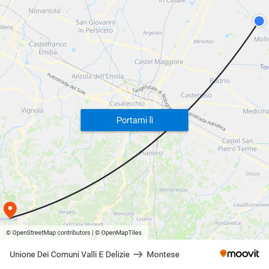 Unione Dei Comuni Valli E Delizie to Montese map