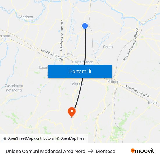 Unione Comuni Modenesi Area Nord to Montese map