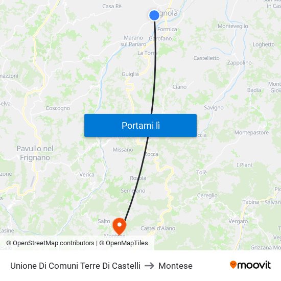 Unione Di Comuni Terre Di Castelli to Montese map