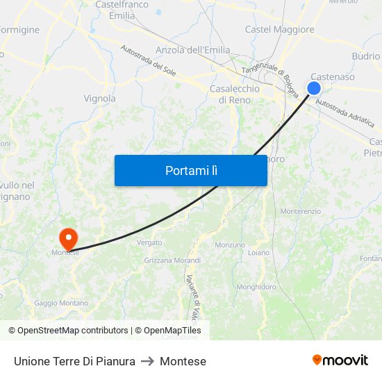 Unione Terre Di Pianura to Montese map