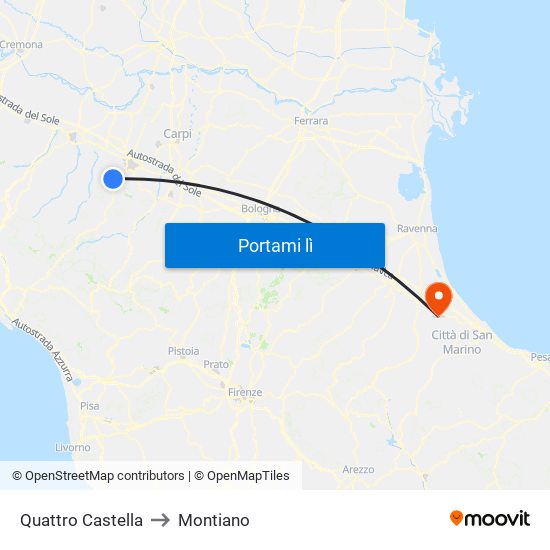 Quattro Castella to Montiano map