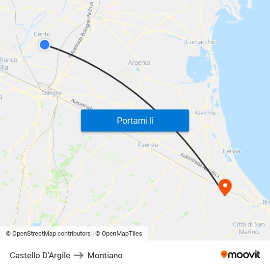 Castello D'Argile to Montiano map