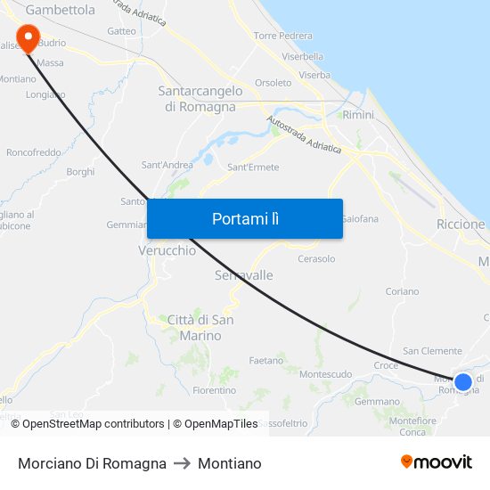 Morciano Di Romagna to Montiano map