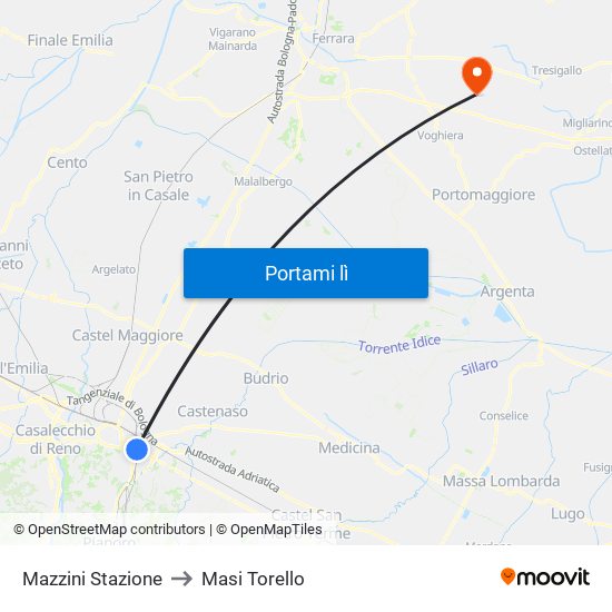 Mazzini Stazione to Masi Torello map