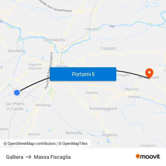 Galliera to Massa Fiscaglia map