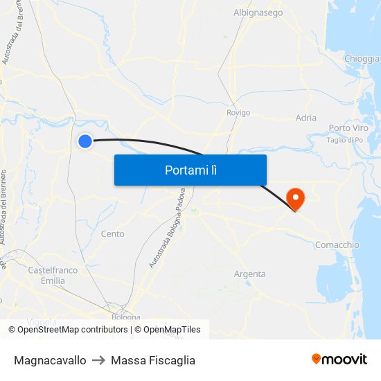 Magnacavallo to Massa Fiscaglia map