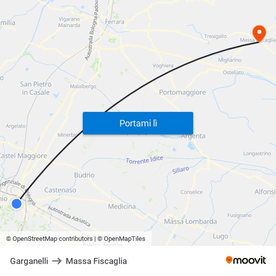 Garganelli to Massa Fiscaglia map