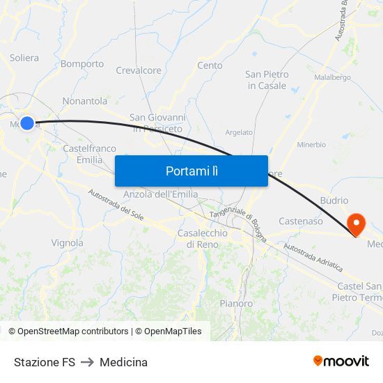 Stazione FS to Medicina map