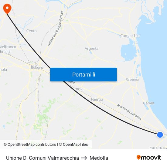 Unione Di Comuni Valmarecchia to Medolla map