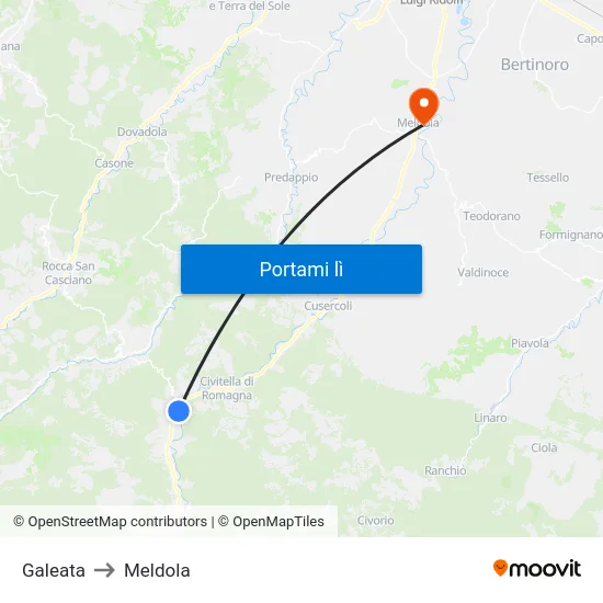 Galeata to Meldola map