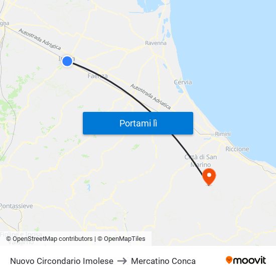 Nuovo Circondario Imolese to Mercatino Conca map