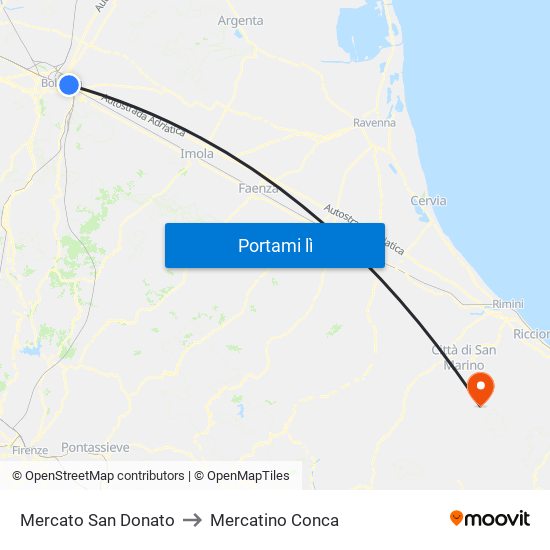 Mercato San Donato to Mercatino Conca map