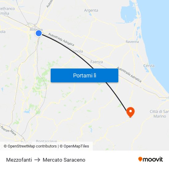 Mezzofanti to Mercato Saraceno map