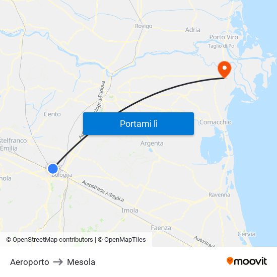 Aeroporto to Mesola map