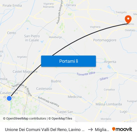 Unione Dei Comuni Valli Del Reno, Lavino E Samoggia to Migliarino map