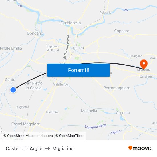 Castello D' Argile to Migliarino map