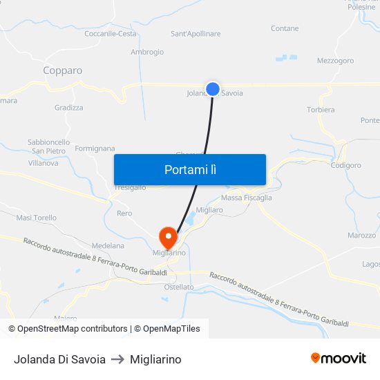 Jolanda Di Savoia to Migliarino map