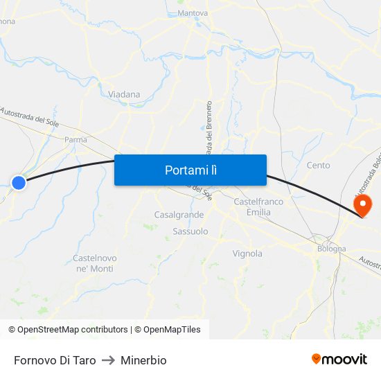 Fornovo Di Taro to Minerbio map