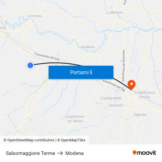 Salsomaggiore Terme to Modena map