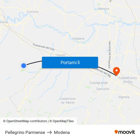 Pellegrino Parmense to Modena map