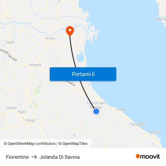 Fiorentino to Jolanda Di Savoia map