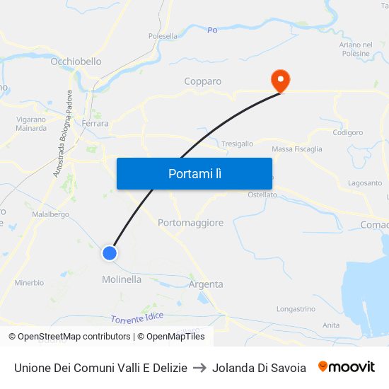 Unione Dei Comuni Valli E Delizie to Jolanda Di Savoia map