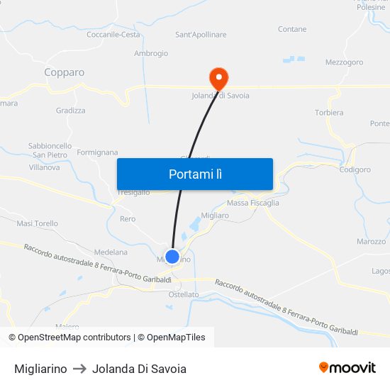 Migliarino to Jolanda Di Savoia map