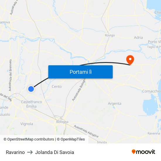 Ravarino to Jolanda Di Savoia map