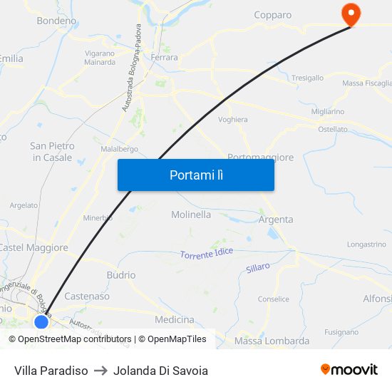 Villa Paradiso to Jolanda Di Savoia map