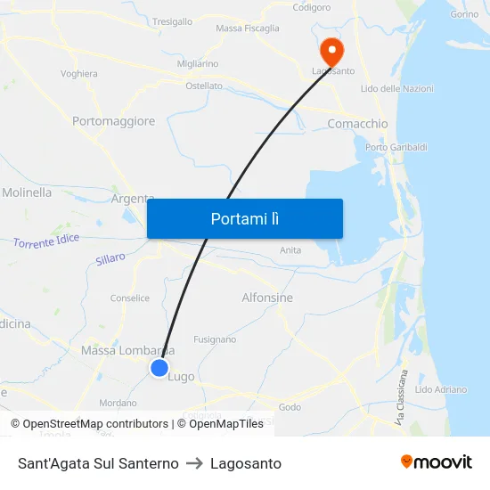 Sant'Agata Sul Santerno to Lagosanto map