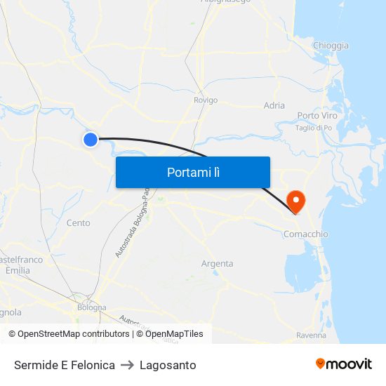 Sermide E Felonica to Lagosanto map