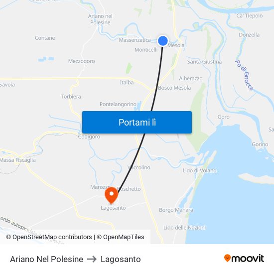Ariano Nel Polesine to Lagosanto map