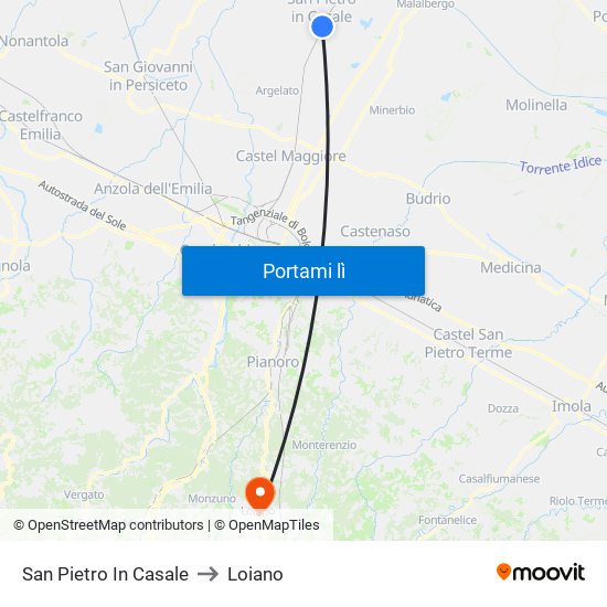 San Pietro In Casale to Loiano map