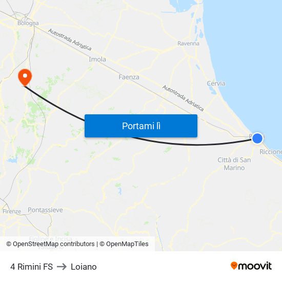 4 Rimini FS to Loiano map