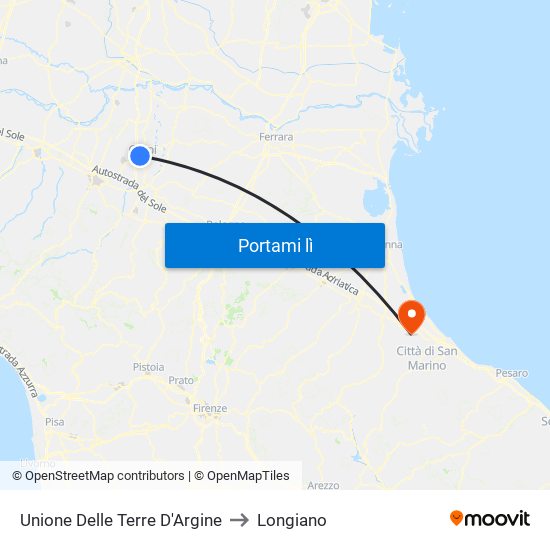 Unione Delle Terre D'Argine to Longiano map