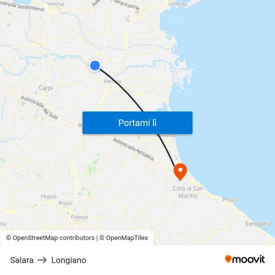 Salara to Longiano map