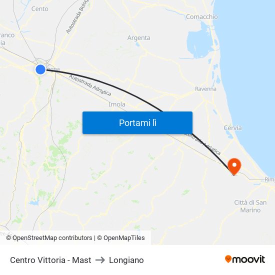 Centro Vittoria - Mast to Longiano map