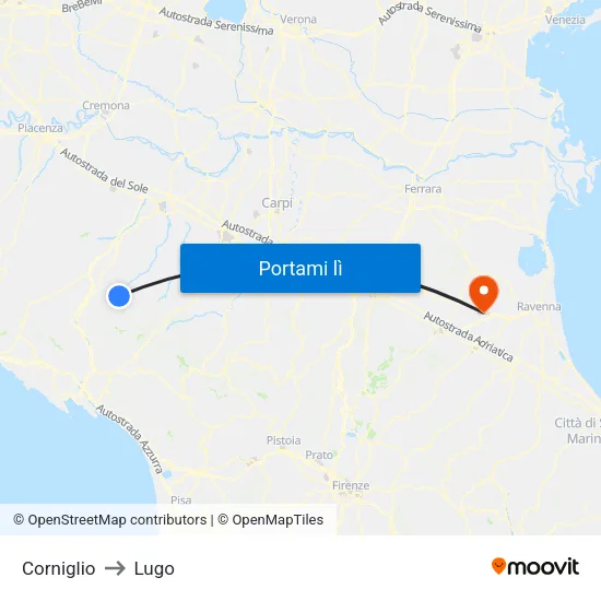 Corniglio to Lugo map