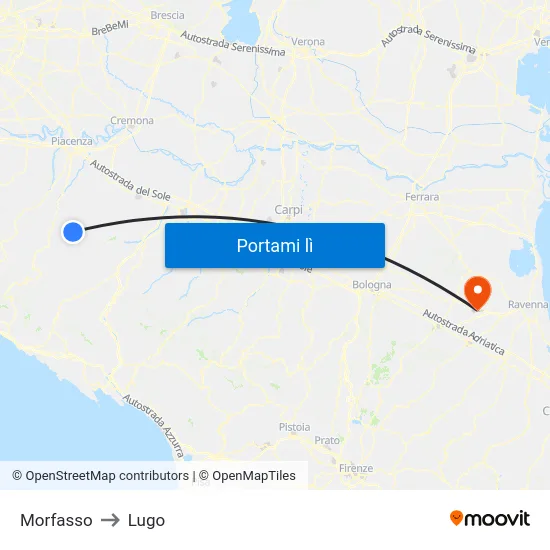 Morfasso to Lugo map