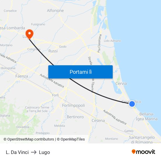 L. Da Vinci to Lugo map