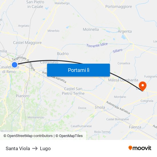 Santa Viola to Lugo map