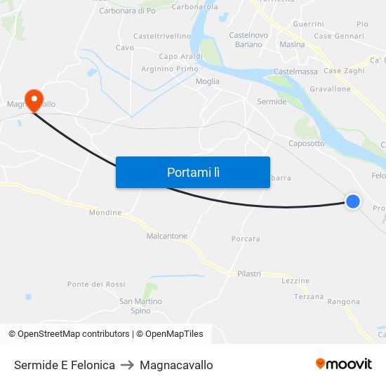 Sermide E Felonica to Magnacavallo map