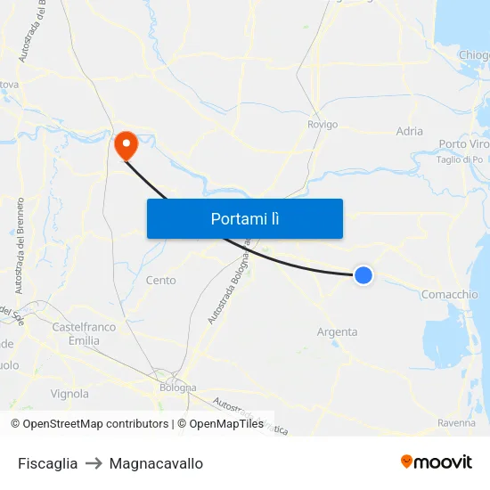 Fiscaglia to Magnacavallo map