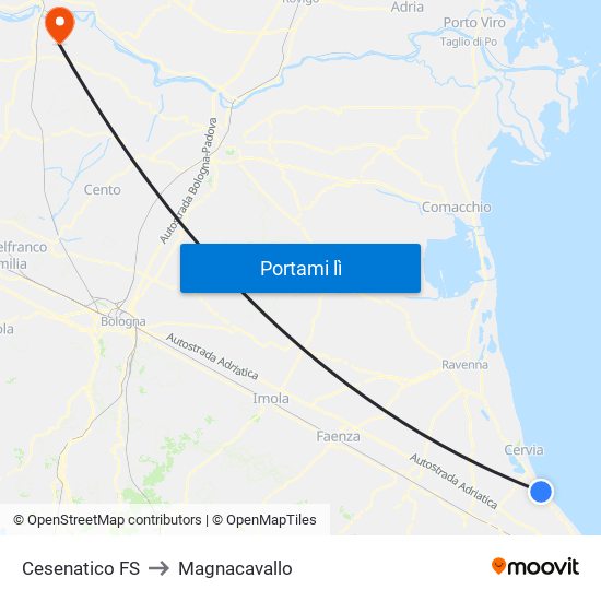Cesenatico FS to Magnacavallo map