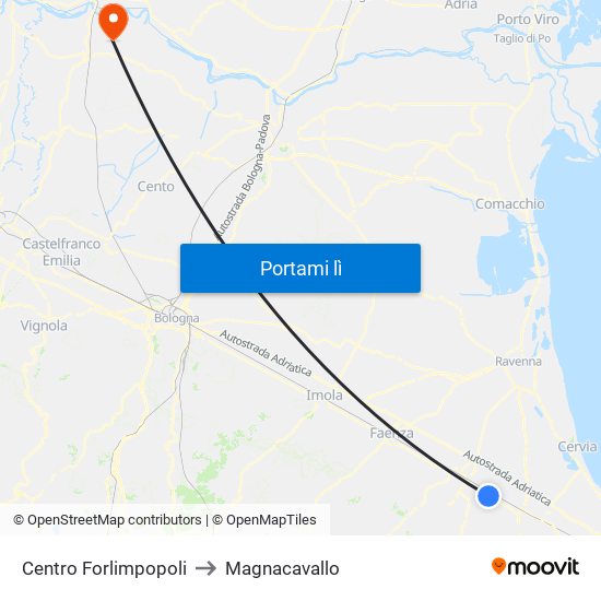Centro Forlimpopoli to Magnacavallo map