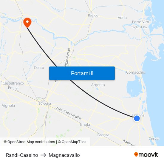 Randi-Cassino to Magnacavallo map