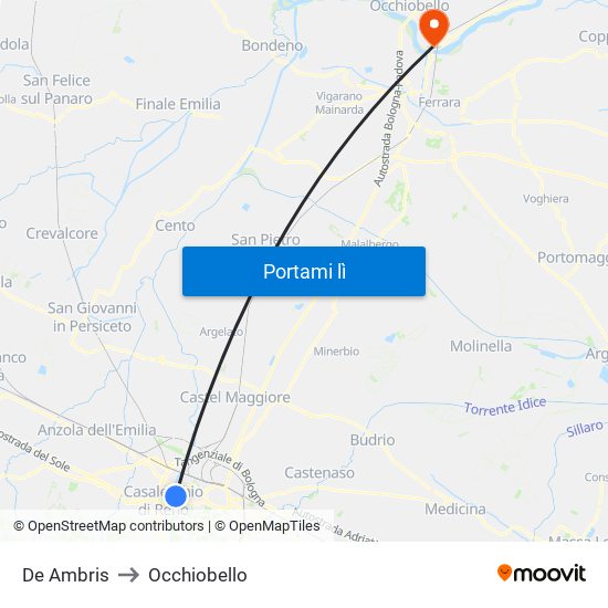 De Ambris to Occhiobello map