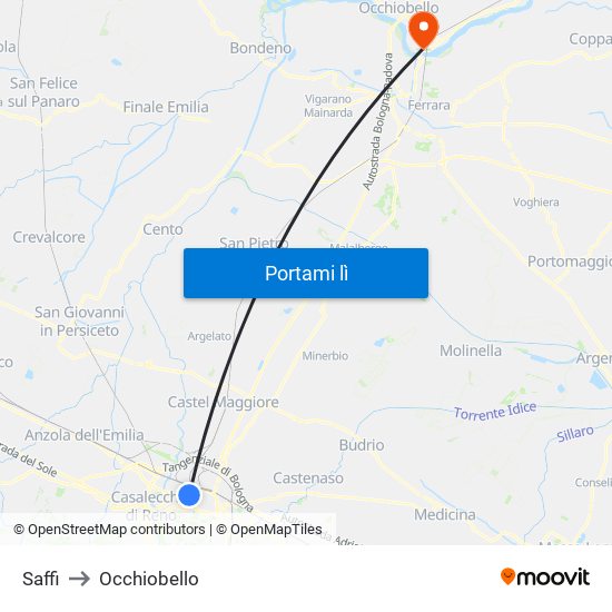 Saffi to Occhiobello map