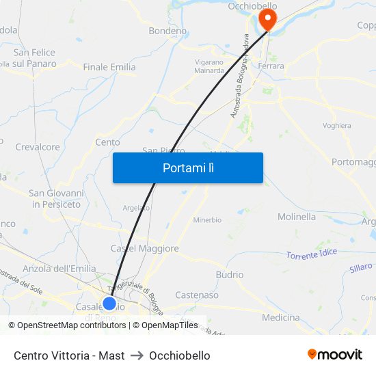 Centro Vittoria - Mast to Occhiobello map
