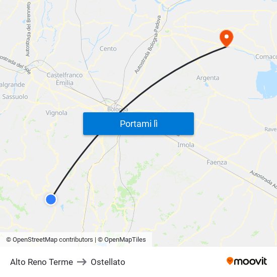 Alto Reno Terme to Ostellato map